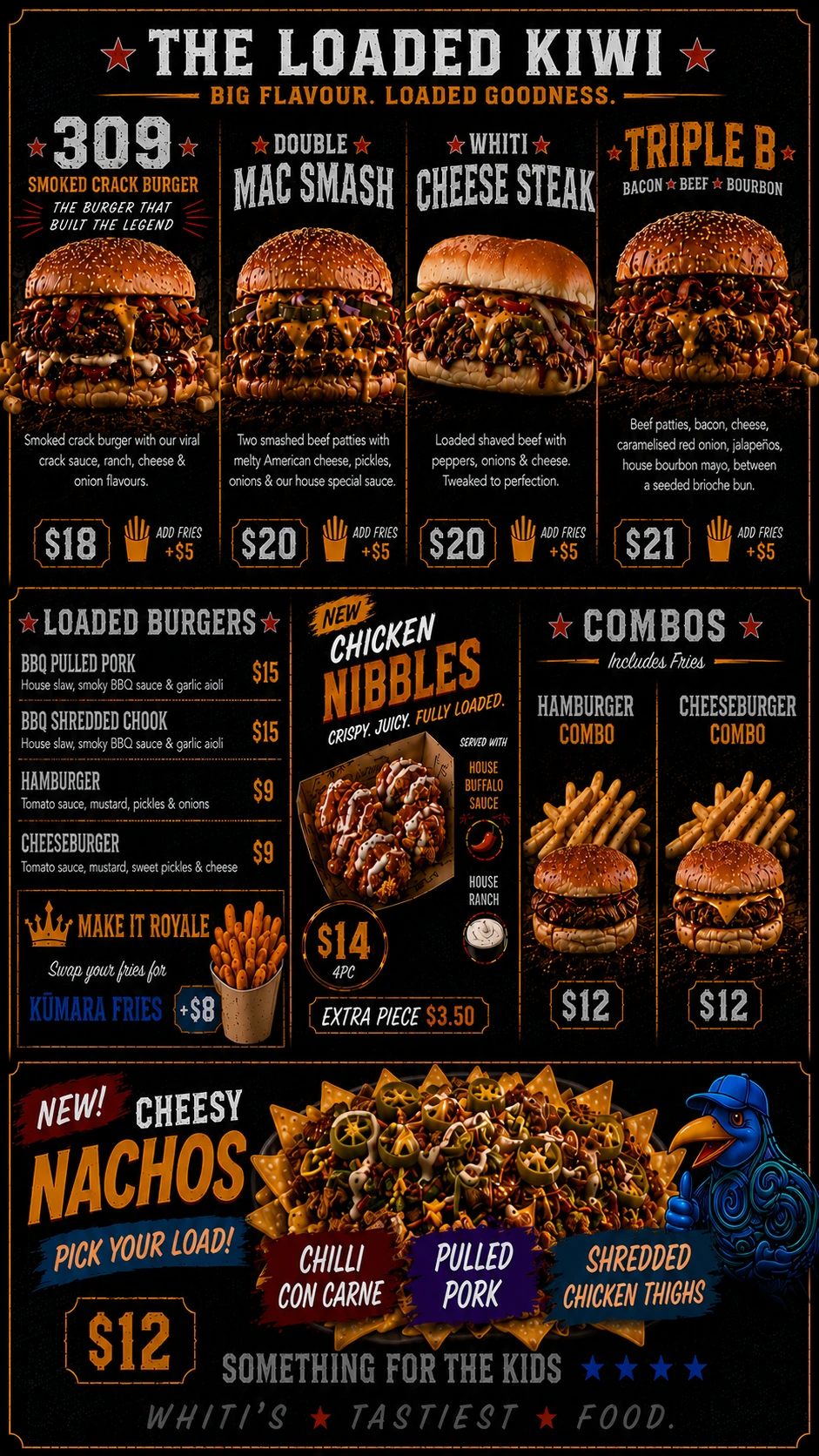 Legendary Burgers menu