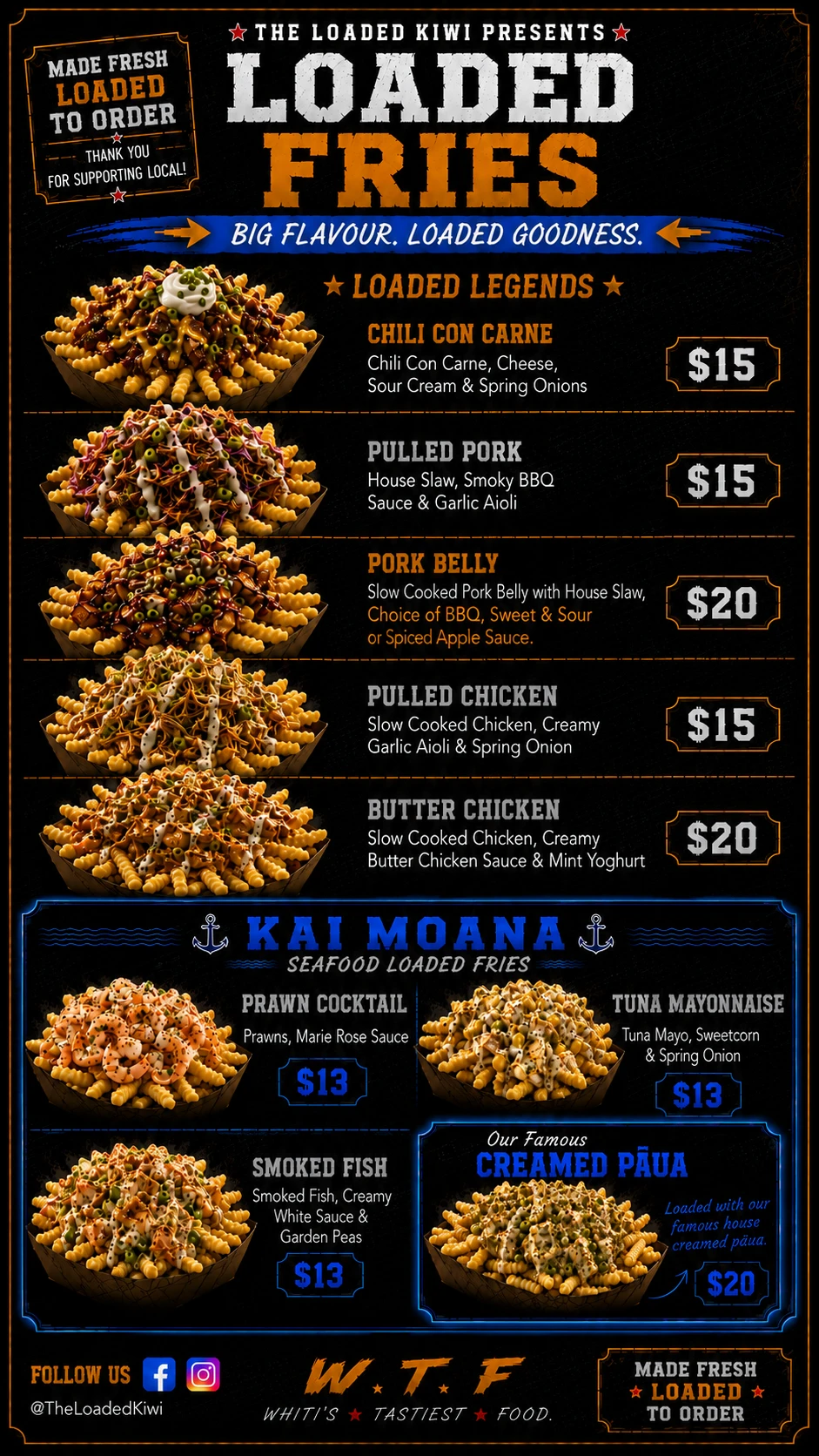 Loaded Fries menu